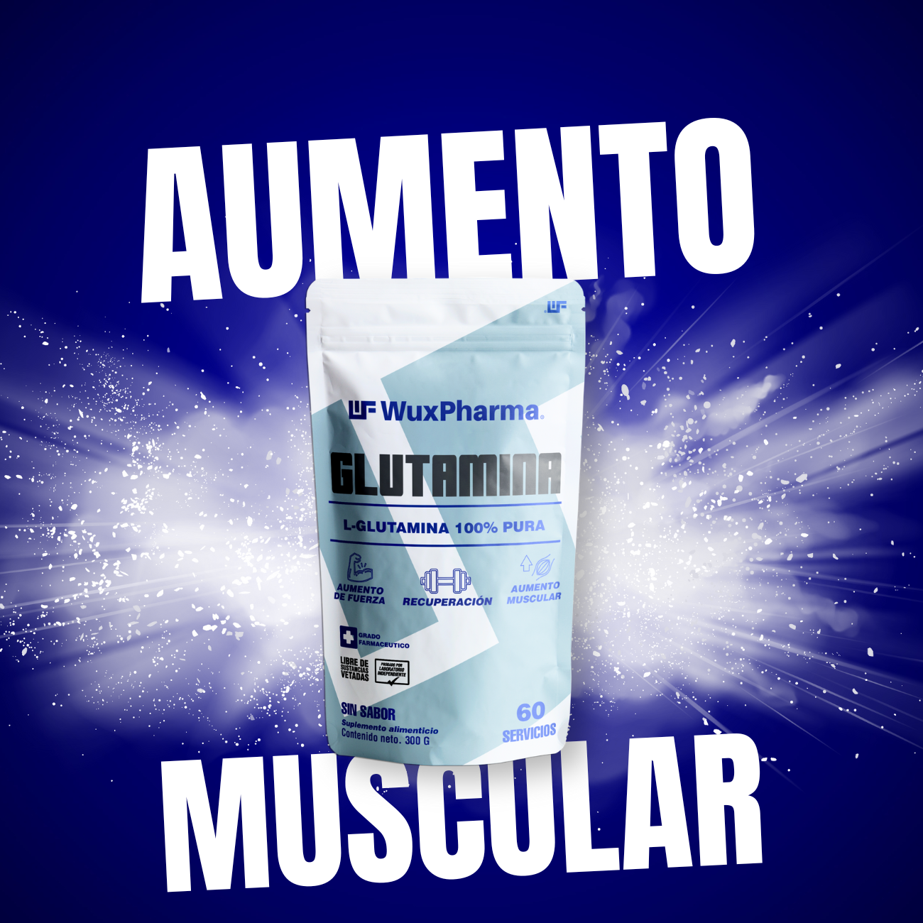 Glutamina 100% pura 60 servicios 5g por toma| Preentreno maxima concentracion cafeina 330mg 30 servicios