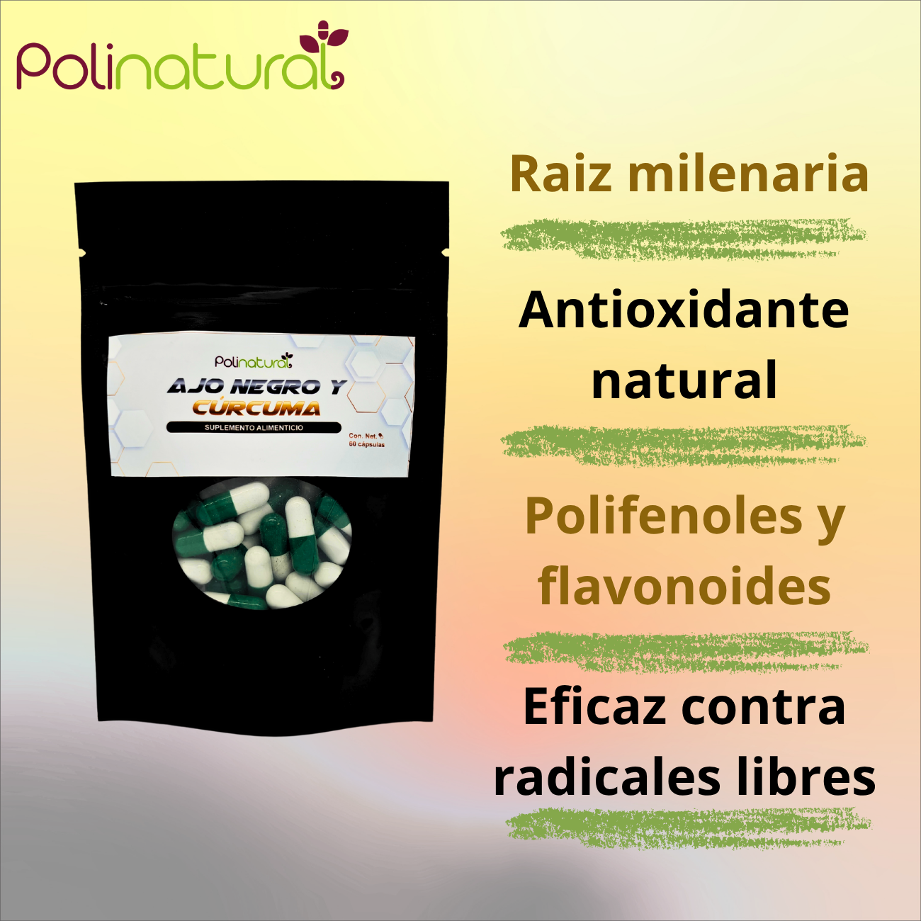 Ajo negro y Curcuma 180 capsulas