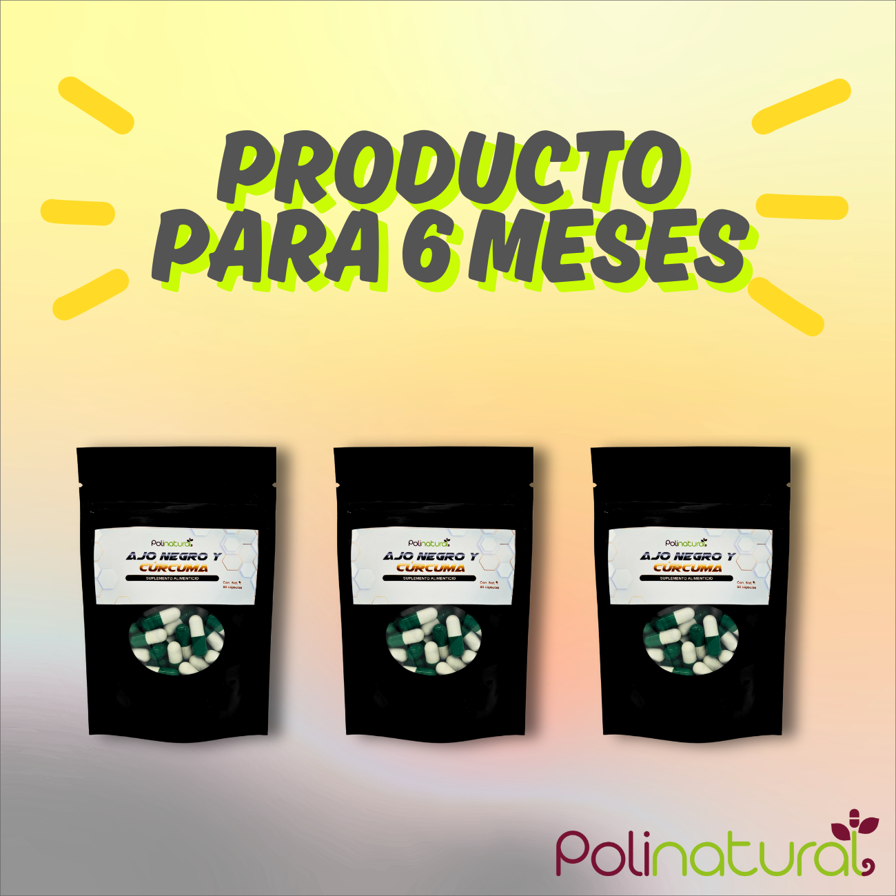 Ajo negro y Curcuma 180 capsulas
