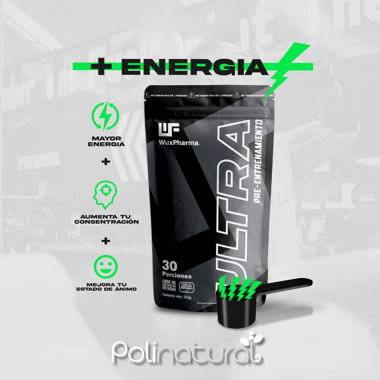 Glutamina 100% pura 60 servicios 5g por toma| Preentreno maxima concentracion cafeina 330mg 30 servicios