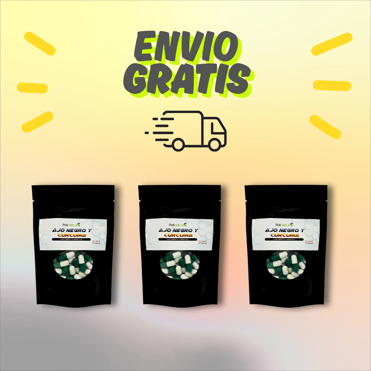 Ajo negro y Curcuma 180 capsulas