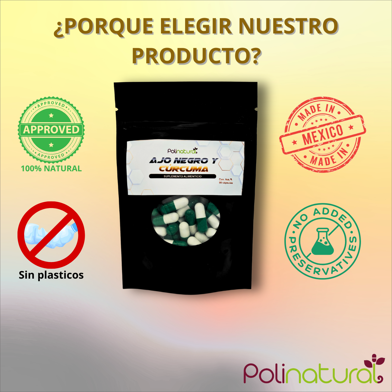Ajo negro y Curcuma 180 capsulas